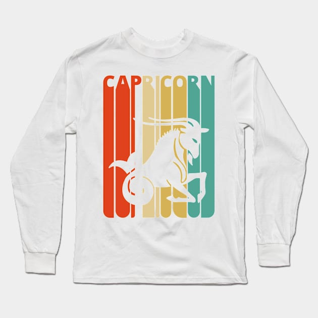 Capricorn Vintage retro style. Long Sleeve T-Shirt by MadebyTigger